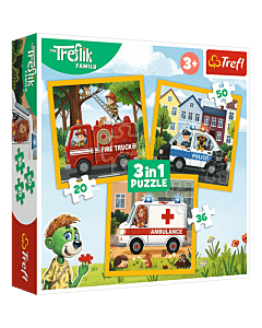 Puzzle 3w1 Rodzina Treflik&oacute;w Radosne uśmiechy - opakowanie 
