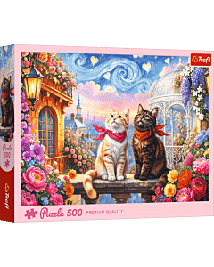 Puzzle 500 el. Zakochane mruczki - opakowanie 