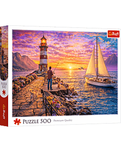 Puzzle 500 el. Latarnia o zachodzie słońca