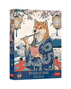 Puzzle Premium Plus Quality Pets as Art 500 el. Makaronowa medytacja Shiby - opakowanie 