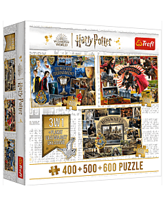 Puzzle Harry Potter 3w1 Turniej, Quidditch, Hogwart - opakowanie 