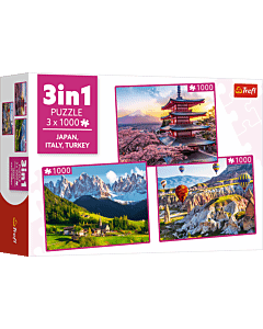 Puzzle 3x1000 el. Japonia, Włochy, Turcja