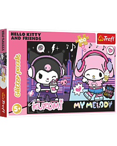Puzzle Glitter 100 el. Hello Kitty, Kuromi - opakowanie