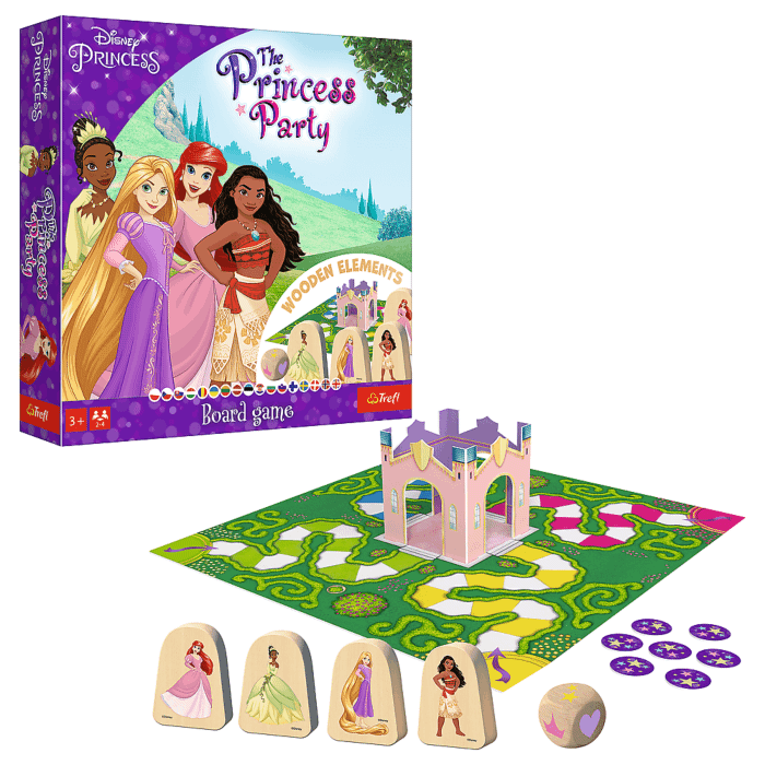 Gra planszowa Disney The Princess Party - opakowanie pudełka i zawartość