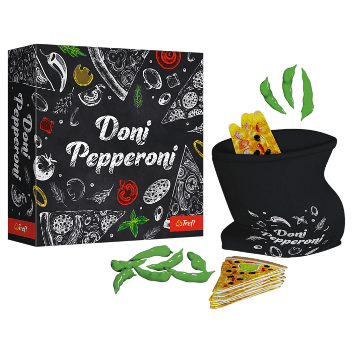 Pudełko i zawartość pudełka gry Doni Pepperoni