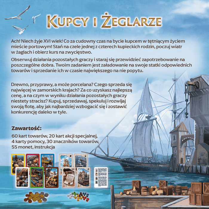 Gra rodzinna Kupcy i Żeglarze - tył opakowania
