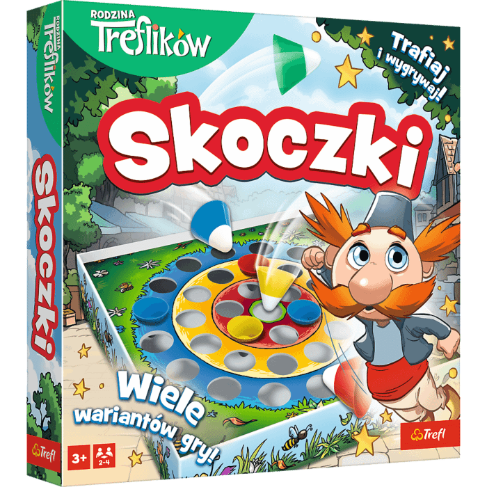 Gra zręcznościowa Skoczki, Rodzina Treflików - opakowanie Gra zręcznościowa Skoczki, Rodzina Treflików - opakowanie