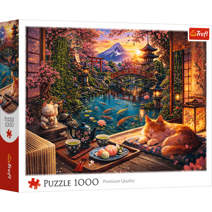 Puzzle 1000 el. Kot w ogrodzie sakury - opakowanie