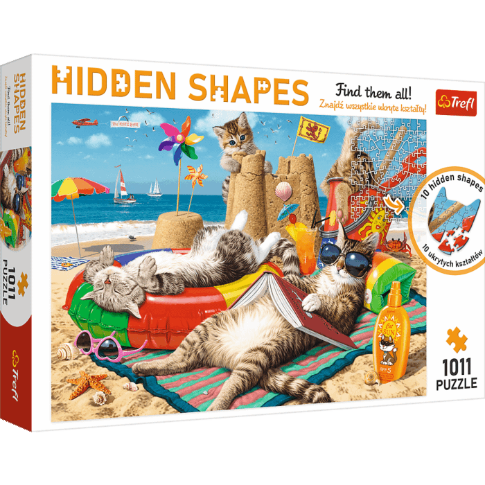 Puzzle Hidden Shapes 1011 el. Kocie wakacje - opakowanie 