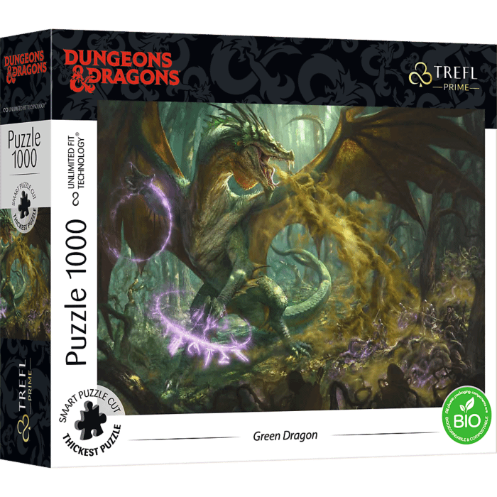 Opakowanie pudełka puzzli 1000 elementów o nazwie The Hunt for the Green Dragon