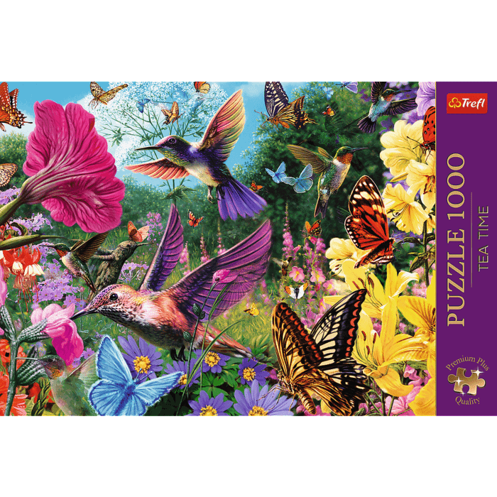 Puzzle Premium Plus Quality 1000 el. Tea Time: Ogród dla ptaków  - przód opakowania