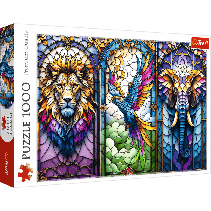 Puzzle 1000 el. Witraż, Zwierzęta - opakowanie