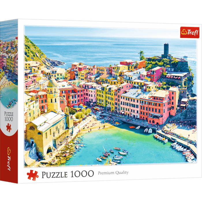 Puzzle 1000 el. Malownicze miasteczko Vernazza, Liguria, Włochy - opakowanie 