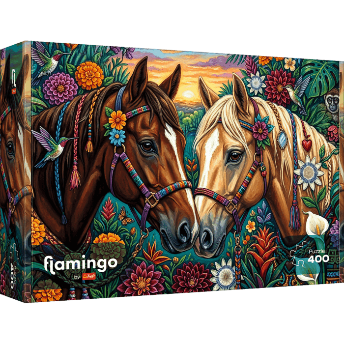 Puzzle 400 el. Flamingo by Trefl, Kwiecisty galop - opakowanie 