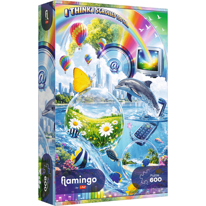 Puzzle 600 el. Flamingo by Trefl, Internetowy chaos Y2K - opakowanie 