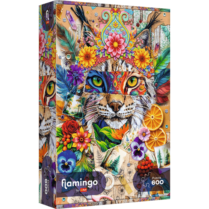 Puzzle 600 el. Flamingo by Trefl, Kolaż inspiracji - opakowanie 