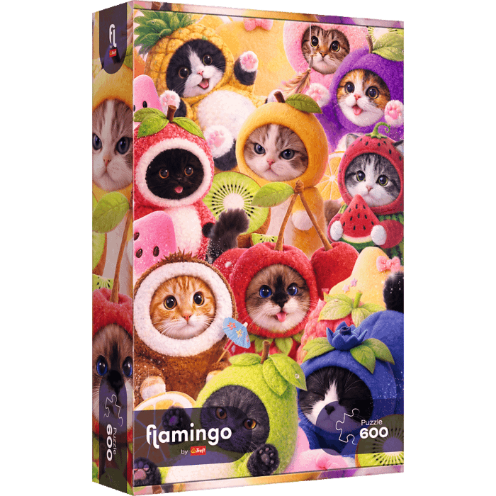 Puzzle 600 el. Flamingo by Trefl, Owocowe kotki - opakowanie 