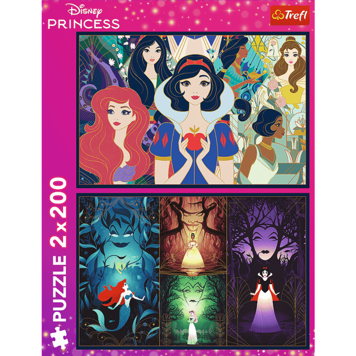 Puzzle Disney 2 x 200 el. Czarujące księżniczki - przód opakowania