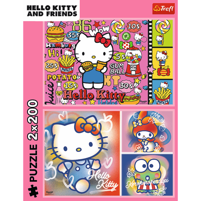 kitty様❾❶ Puzzle Hello Kitty 2 x 200 el. Hello Kitty i przyjaciele | Trefl