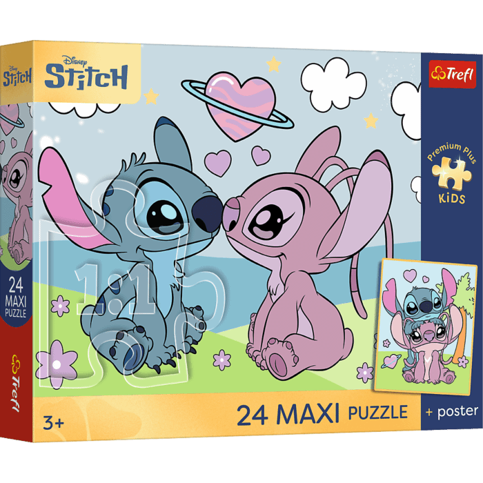 Puzzle Premium Plus Kids 24 Maxi, Lilo & Stitch - Marzenia Lilo i Stitcha + kolekcjonerski plakat - opakowanie 