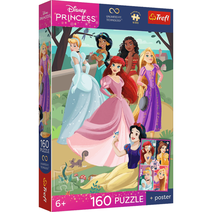 Puzzle Premium Plus Kids UFT, Disney 160 el. Czarujące przyjęcie + kolekcjonerski plakat - opakowanie 