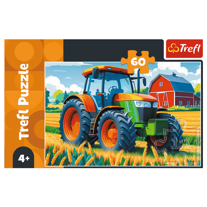 Puzzle 60 el. Pojazd rolnika - przód opakowania