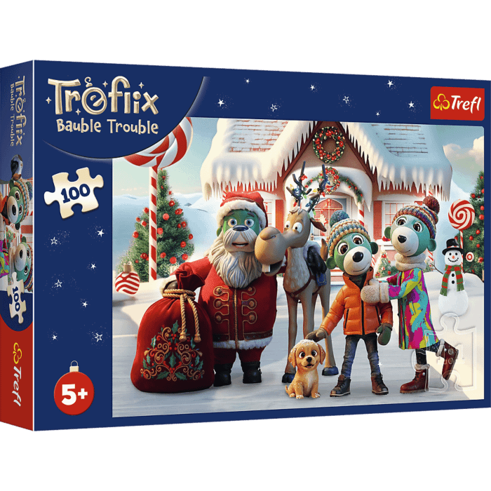 Puzzle Rodzina Treflików 100 el. Mikołaj i renifer na ratunek - opakowanie