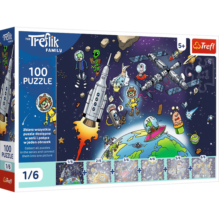 Puzzle UFT Rodzina Treflików 100 el. Trefliki w kosmosie - opakowanie