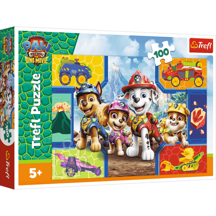 Puzzle Psi Patrol 100 el. Psiaki i dinozaury - opakowanie 
