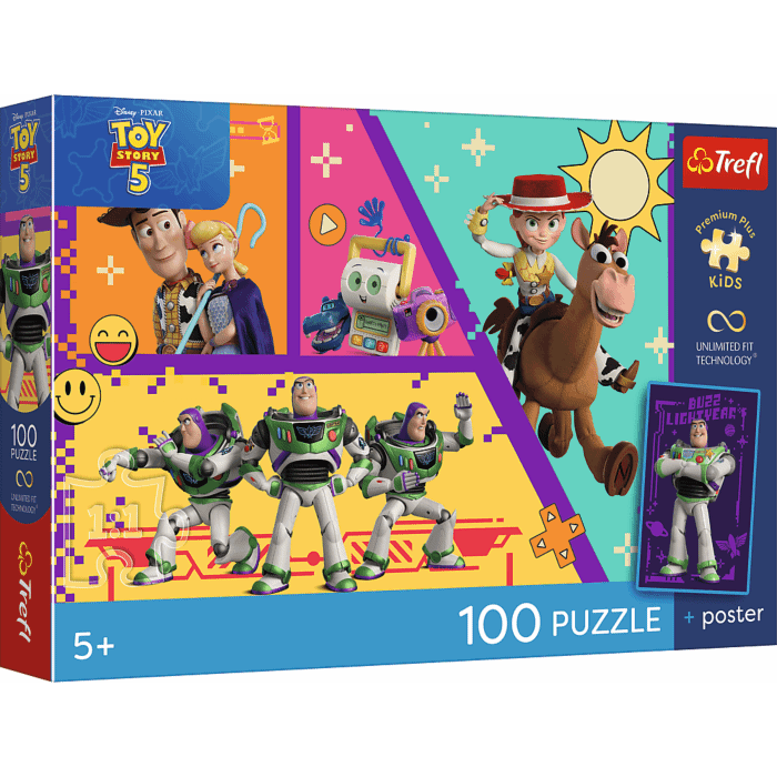 Puzzle 100 el. Zabawki w akcji + unikalny plakat - opakowanie 