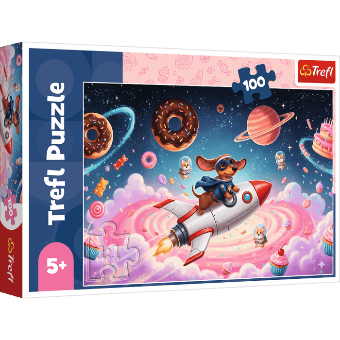 Puzzle 100 el. Jamnik na rakiecie - opakowanie 