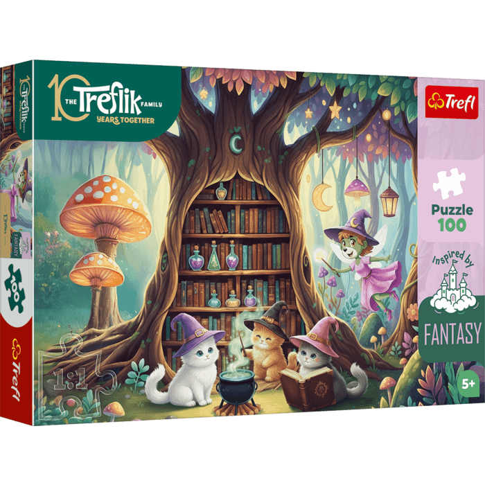 Puzzle Rodzina Treflików, Inspired By Fantasy 100 el. Czarodziejskie Kociaki - opakowanie 