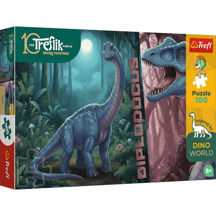 Puzzle Rodzina Treflików, Inspired By Dino World 100 el. Diplodocus - opakowanie 