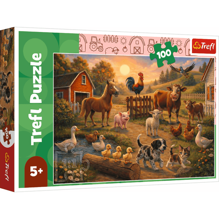 Puzzle 100 el. Przyjaciele ze wsi - opakowanie 