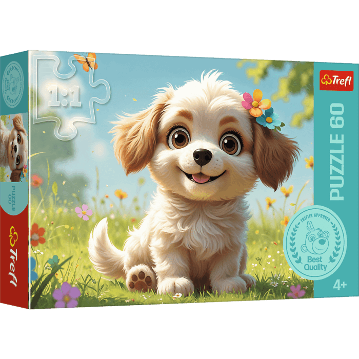Puzzle Rodzina Treflików 60 el. Szczeniaczkiem być! - opakowanie Puzzle Rodzina Treflików 60 el. Szczeniaczkiem być! - opakowanie