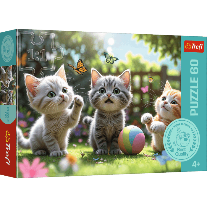 Puzzle Rodzina Treflików 60 el. Trzy kociaki - opakowanie Puzzle Rodzina Treflików 60 el. Trzy kociaki - opakowanie