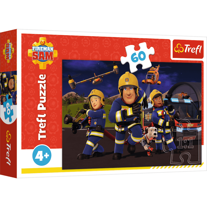 Puzzle 60 el. Bohater w mundurze, Strażak Sam - opakowanie