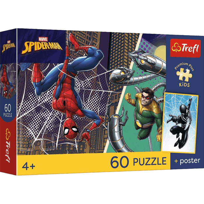 Puzzle 60 el. Marvel, Superbohaterski dzień + unikalny plakat - opakowanie 