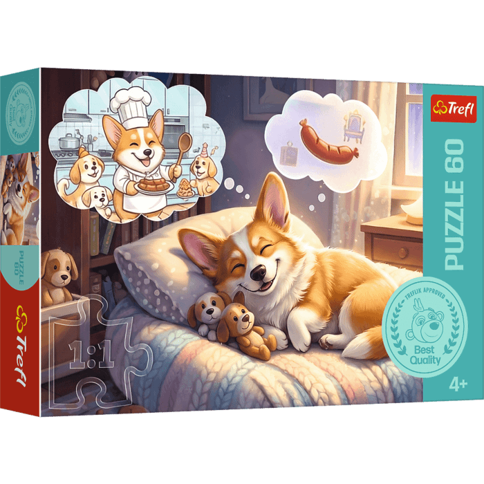 Puzzle 60 el. Corgi w krainie snów - opakowanie 