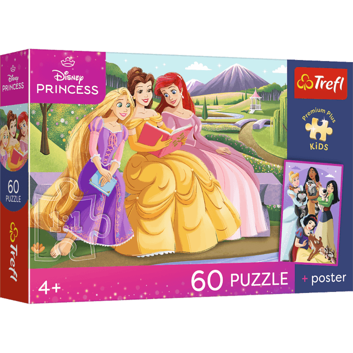 Puzzle Premium Plus Kids, Disney Princess 60 el. Siła w koronie + kolekcjonerski plakat - opakowanie 