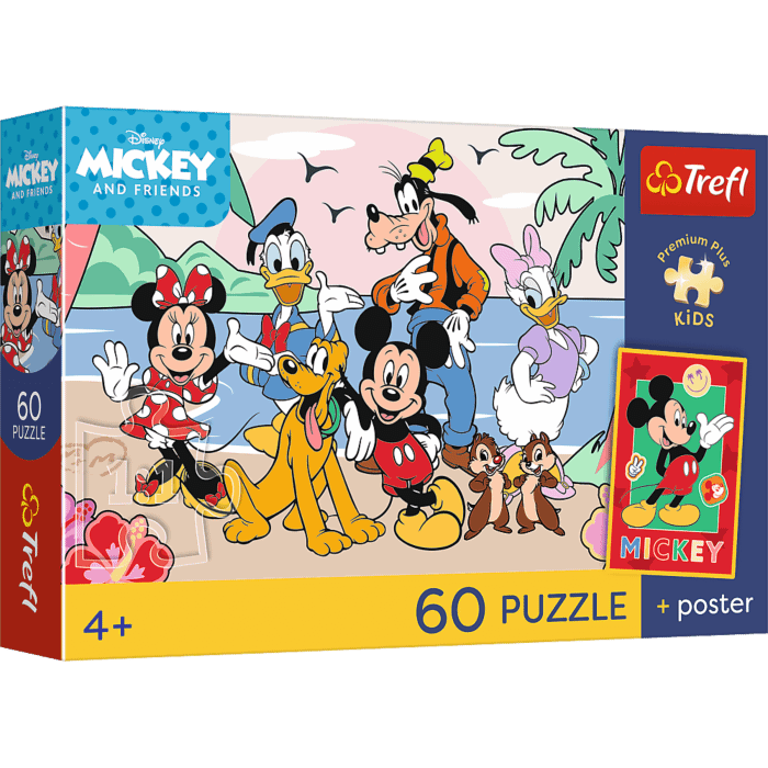 Puzzle Premium Plus Kids, Disney 60 el. Wesoła misja + kolekcjonerski plakat - opakowanie 