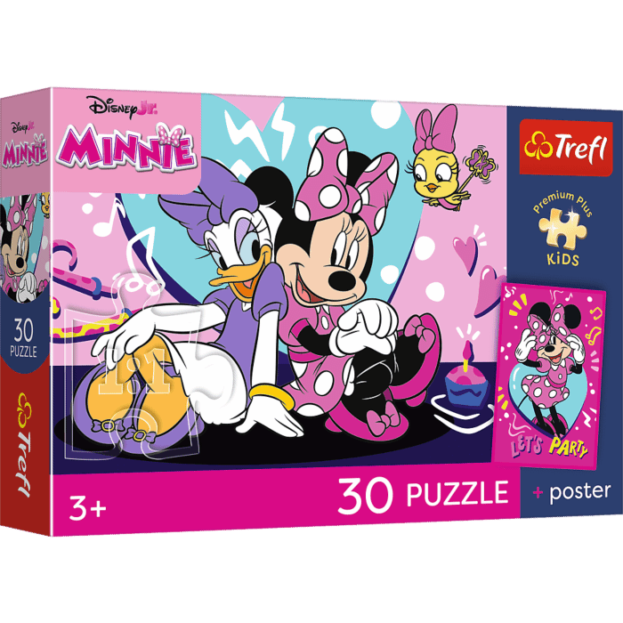 Puzzle 30 el. Radosna Minnie + unikalny plakat - opakowanie 