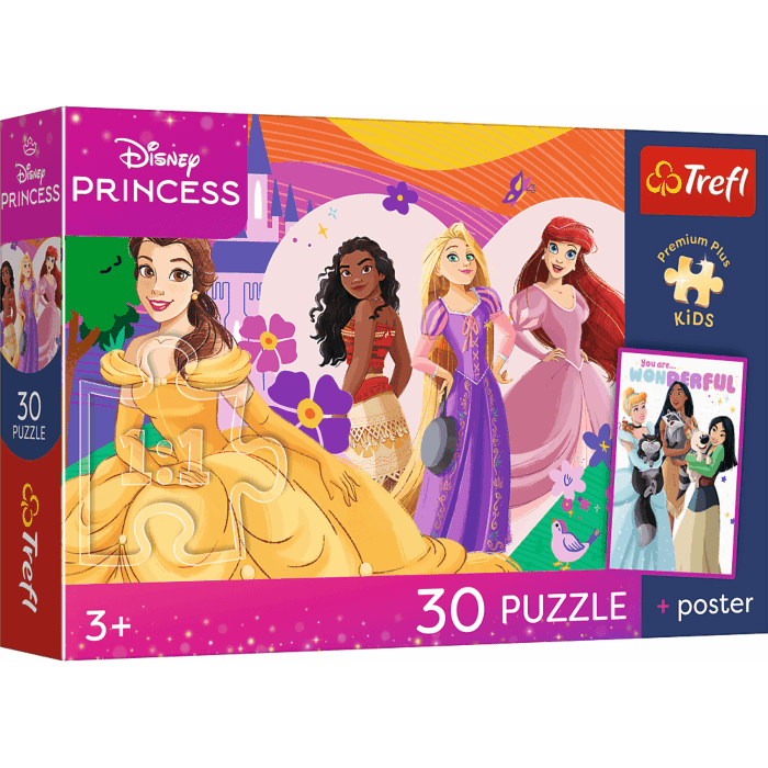 Puzzle 30 el. Księżniczki i przyjaźń + unikalny plakat - opakowanie
