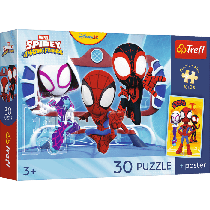 Puzzle Premium Plus Kids, Spidey 30 el. Spidey w akcji + kolekcjonerski plakat - opakowanie 
