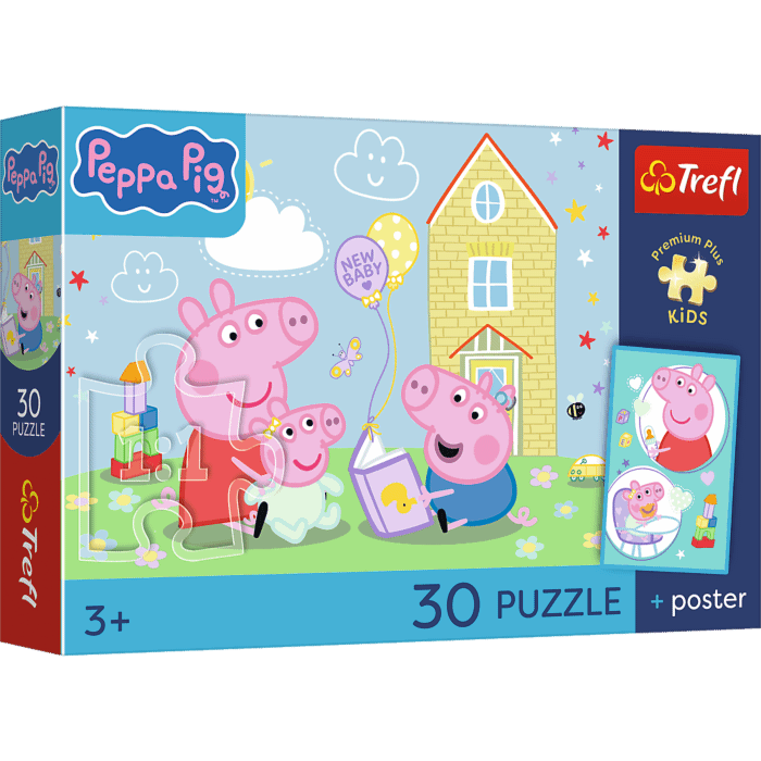 Puzzle 30 el. Peppa Pig, Peppa ma plan + unikalny plakat - opakowanie