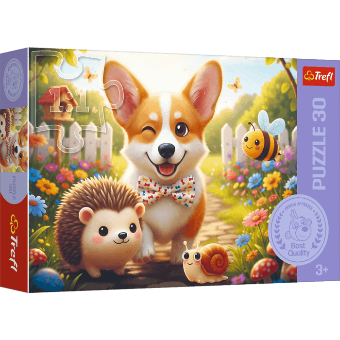 Puzzle 30 el. Dzień z Corgim - opakowanie