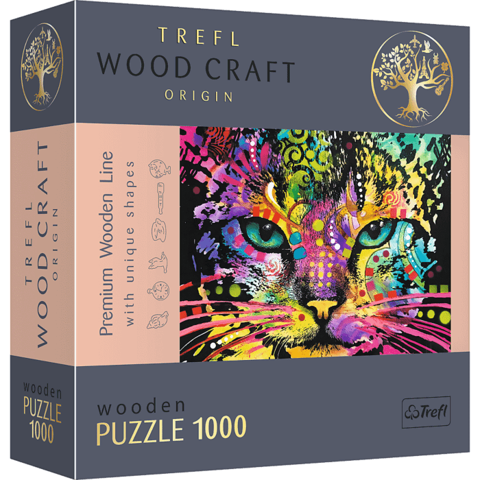 Kolorowy kot puzzle drewniane Trefl