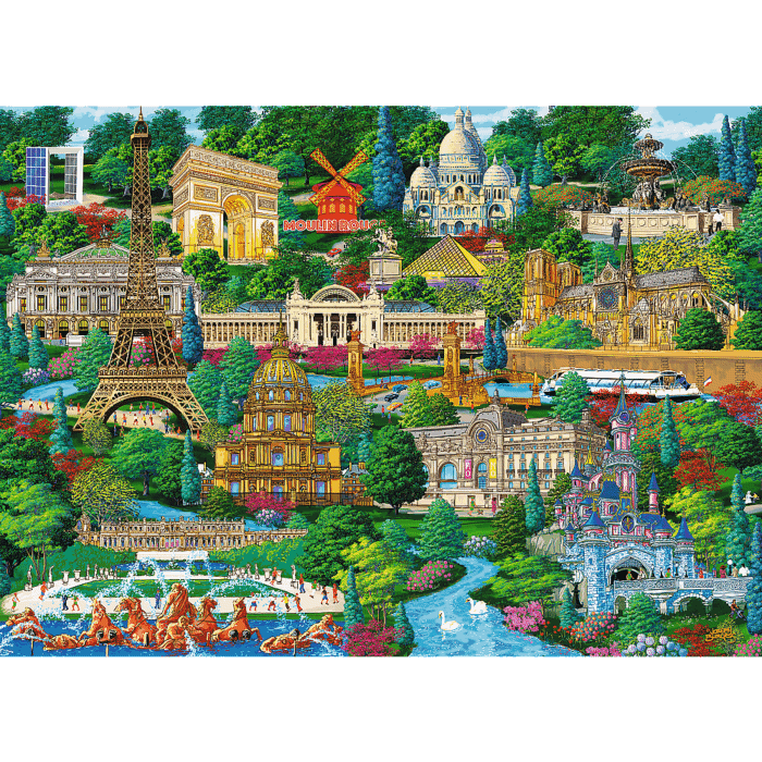 Puzzle drewniane 1000 elementów Trefl - Francja znane miejsca