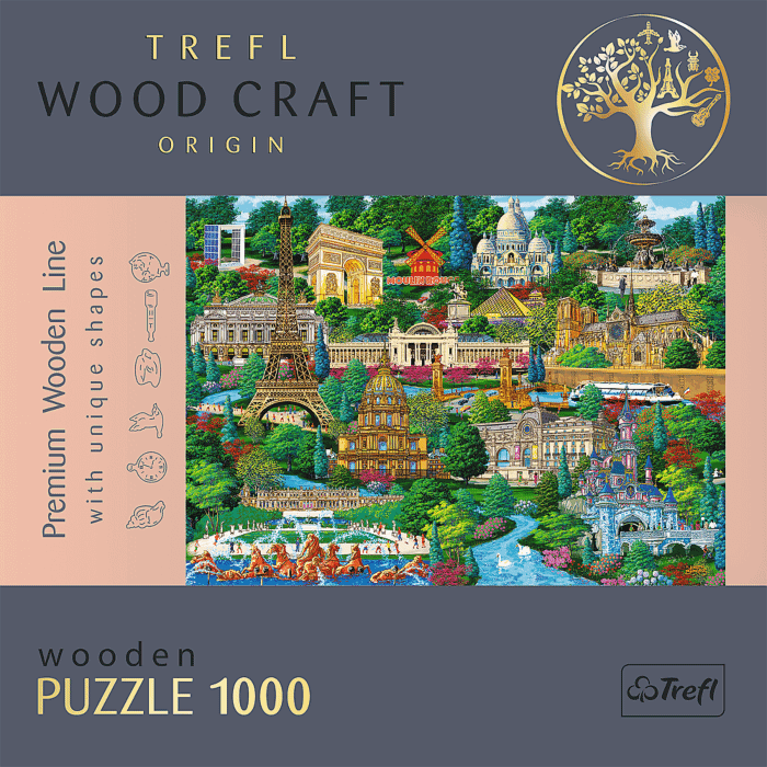 Puzzle drewniane Francja znane miejsca -  1000 elementów Trefl