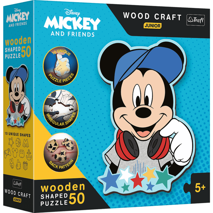 W świecie Mickey puzzle drewniane 50 el. - przód opakowania W świecie Mickey puzzle drewniane 50 el. - przód opakowania